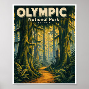 Poster Voyage vintage dans le parc national Olympique