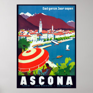 Poster Voyage vintage d'Ascona Suisse
