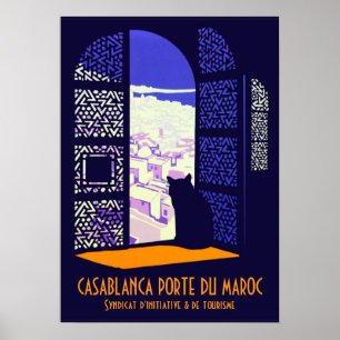 Poster Voyage vintage de Casablanca porte du Maroc CC0717