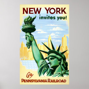 Poster Voyage vintage de New York City de chemin de fer