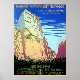 Poster Voyage vintage de parc national de Zion