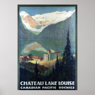 Poster Voyage vintage des Rocheuses Lake Louise de
