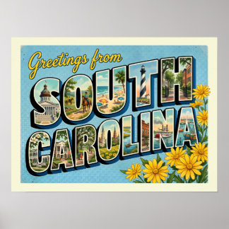 Poster Voyage Vintage en Caroline du Sud