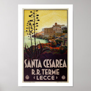 Poster Voyage vintage en Italie Père Noël Cesarea Terme L