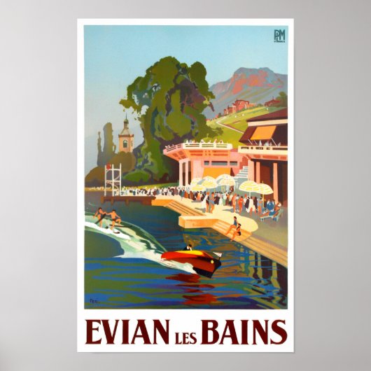 Poster Voyage vintage Evian France (Devant)