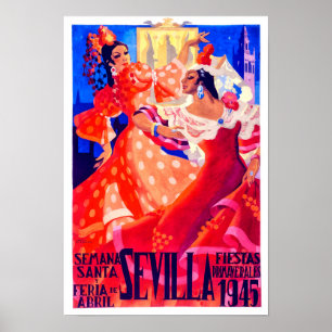 Poster Voyage vintage Feria de Sevilla 1945