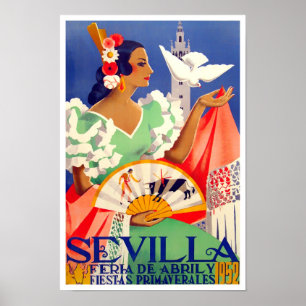 Poster Voyage vintage Feria de Sevilla 1952