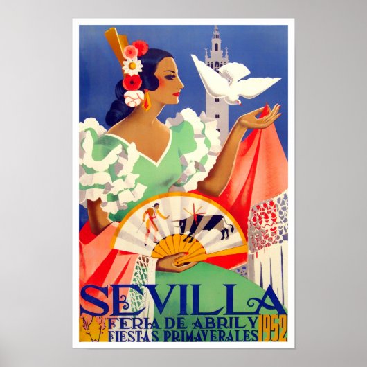Poster Voyage vintage Feria de Sevilla 1952 (Devant)