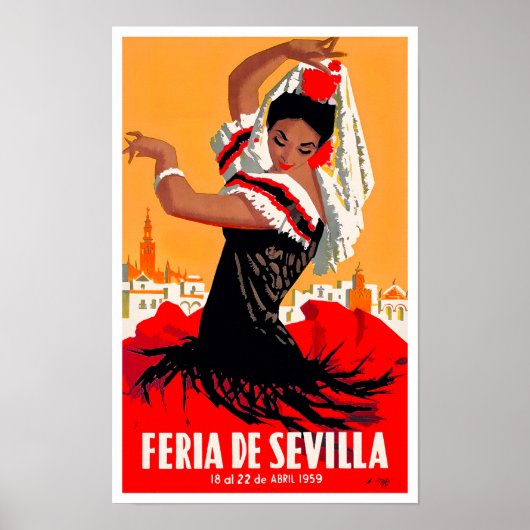 Poster Voyage vintage Feria de Sevilla 1959 (Devant)