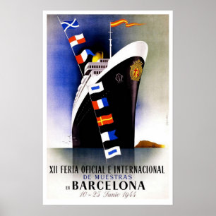 Poster Voyage vintage, foire internationale de Barcelone