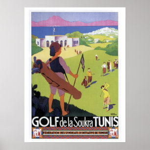 Poster Voyage vintage Golf de La Soukra Tunis