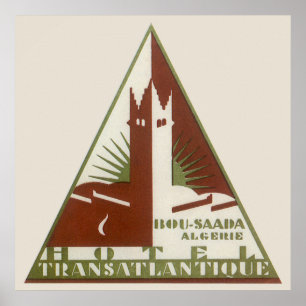 Poster Voyage Vintage, Hôtel Trans Atlantique, Algérie