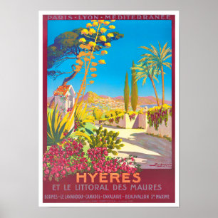 Poster Voyage vintage Hyères France
