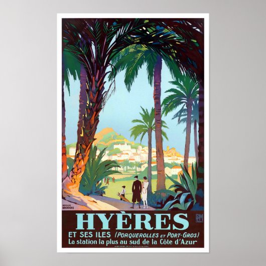 Poster Voyage vintage Hyères France (Devant)