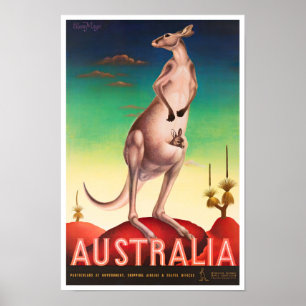 Poster Voyage vintage Kangaroo Australie