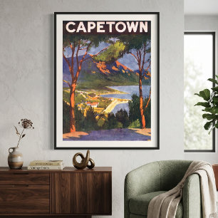 Poster Voyage Vintage, Le Cap, une ville en Afrique du Su