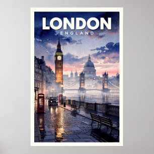 Poster Voyage Vintage Londres Angleterre