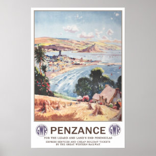 Poster Voyage vintage, Penzance.