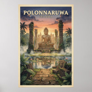 Poster Voyage vintage Polonnaruwa Sri Lanka