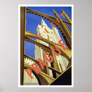 Poster Voyage vintage, Prague