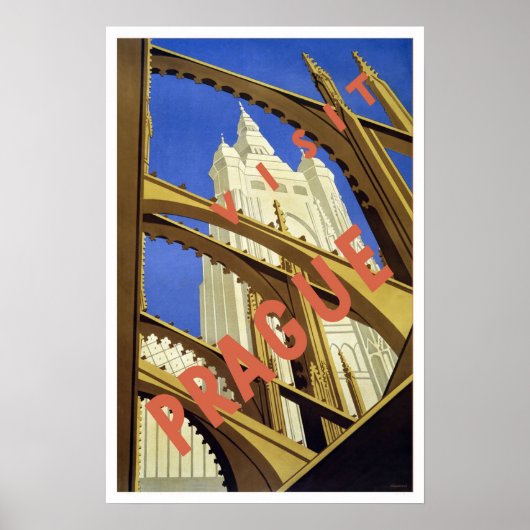 Poster Voyage vintage, Prague (Devant)