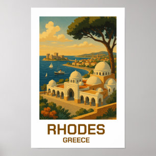 Poster Voyage Vintage Rhodes Grèce