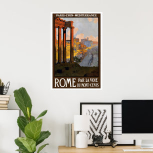 Poster Voyage Vintage, Rome Italie Forum Romain à l'aube