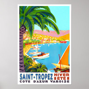 Poster Voyage vintage Saint Tropez France