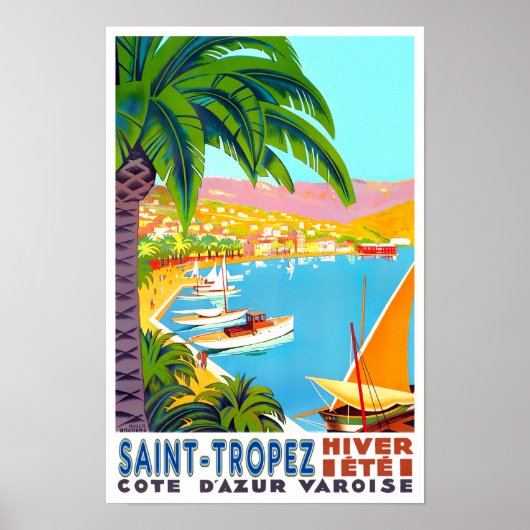 Poster Voyage vintage Saint Tropez France (Devant)