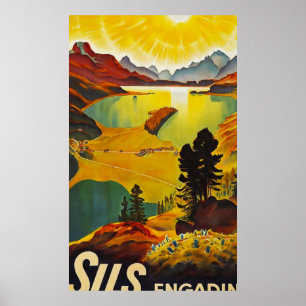 Poster Voyage vintage Sils Engadin