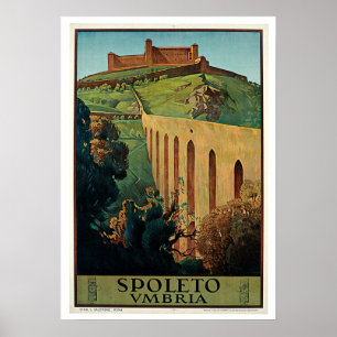 Poster Voyage vintage, Spoleto Italie