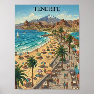 Poster Voyage Vintage Tenerife Îles Canaries Espagne 