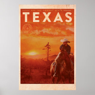 Poster Voyage vintage Texas Cowboy