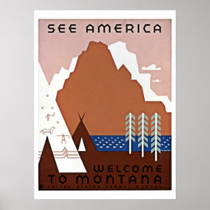 Poster Voyage voir Amérique, Montana WPA