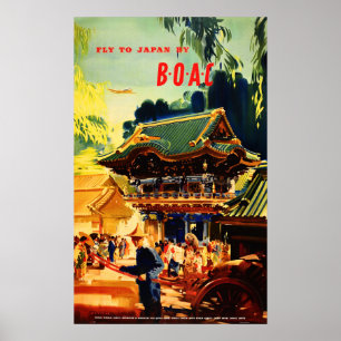 Poster VOYAGER AU JAPON par BOAC Airways Retro Travel Tou