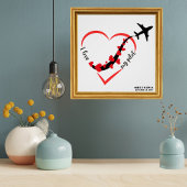 Poster Voyager Avion Coeur J'aime Mon Pilote Personnalisé