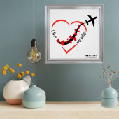 Poster Voyager Avion Coeur J'aime Mon Pilote Personnalisé