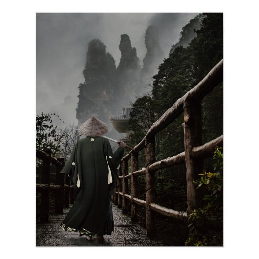 Poster Voyager dans Samurai sur un Misty Mountain Path (Devant)