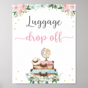 Poster Voyager Fête des mariées florale Bagages Déposer S