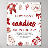 Poster Voyages de Noël Combien de bonbons Baby shower Jeu (Devant)