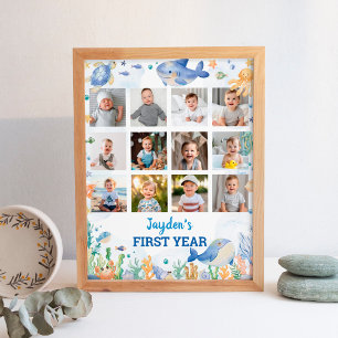 Poster Voyageur d'animaux de mer - Symbole d'anniversaire