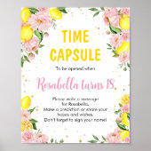 Poster Voyageur rose floral Fille Fille Anniversaire Caps (Devant)