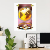 Poster Voyagez autour du Monde Globe Doré (Bureau à domicile)