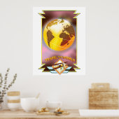 Poster Voyagez autour du Monde Globe Doré (Cuisine)