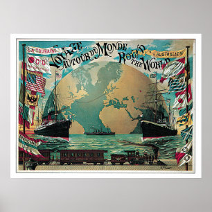 Poster Voyagez Dans Le Monde Vintage voyage