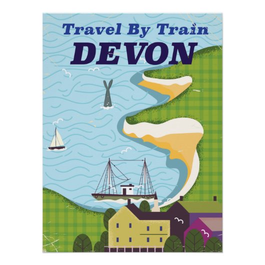 Poster Voyagez en train Devon (Devant)