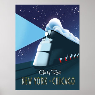 Poster "Voyagez en train" New York - Chicago