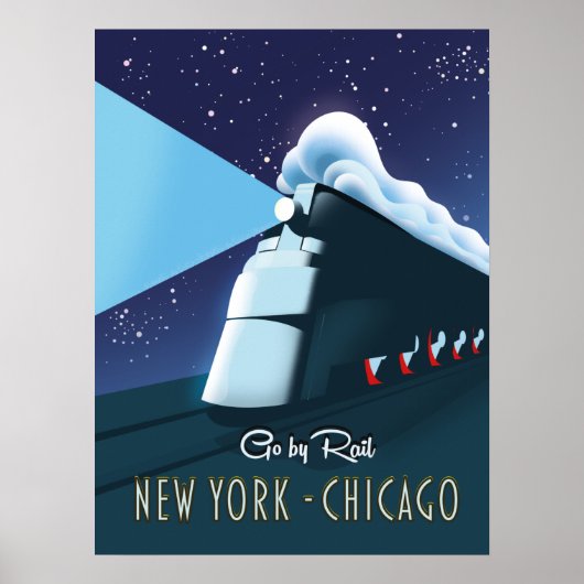 Poster "Voyagez en train" New York - Chicago (Devant)