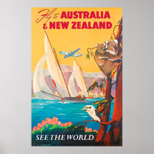 Poster Voyagez vers l'Australie et la Nouvelle-Zélande, v