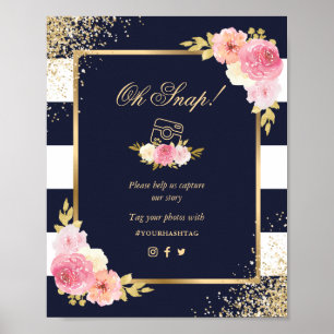 Poster Voyant bleu bleu bleu or rose Floral Oh Snap Maria